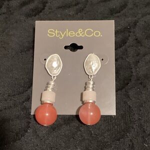 Style & Co. Silver and Coral Earrings